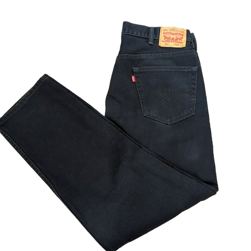 Vintage Levis 550 Jeans Mens 38x34 (38x33} Black Baggy Relaxed Denim 90s USA-lp
